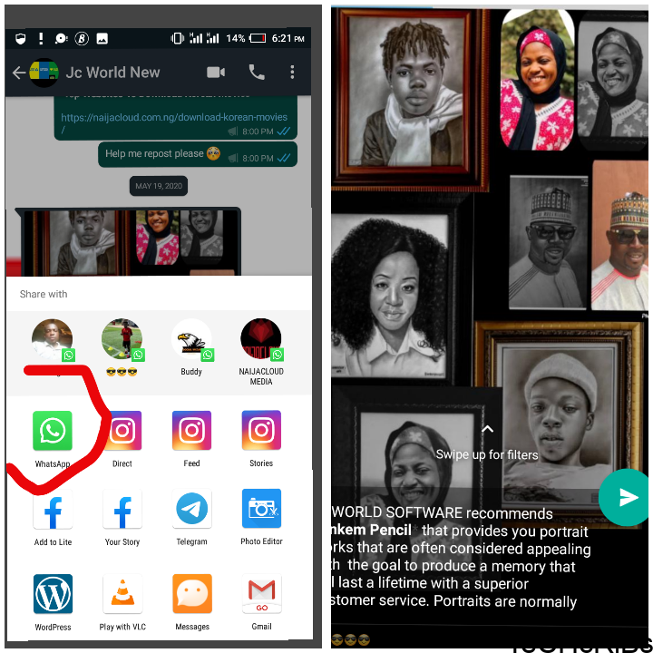How to share image without loosing caption