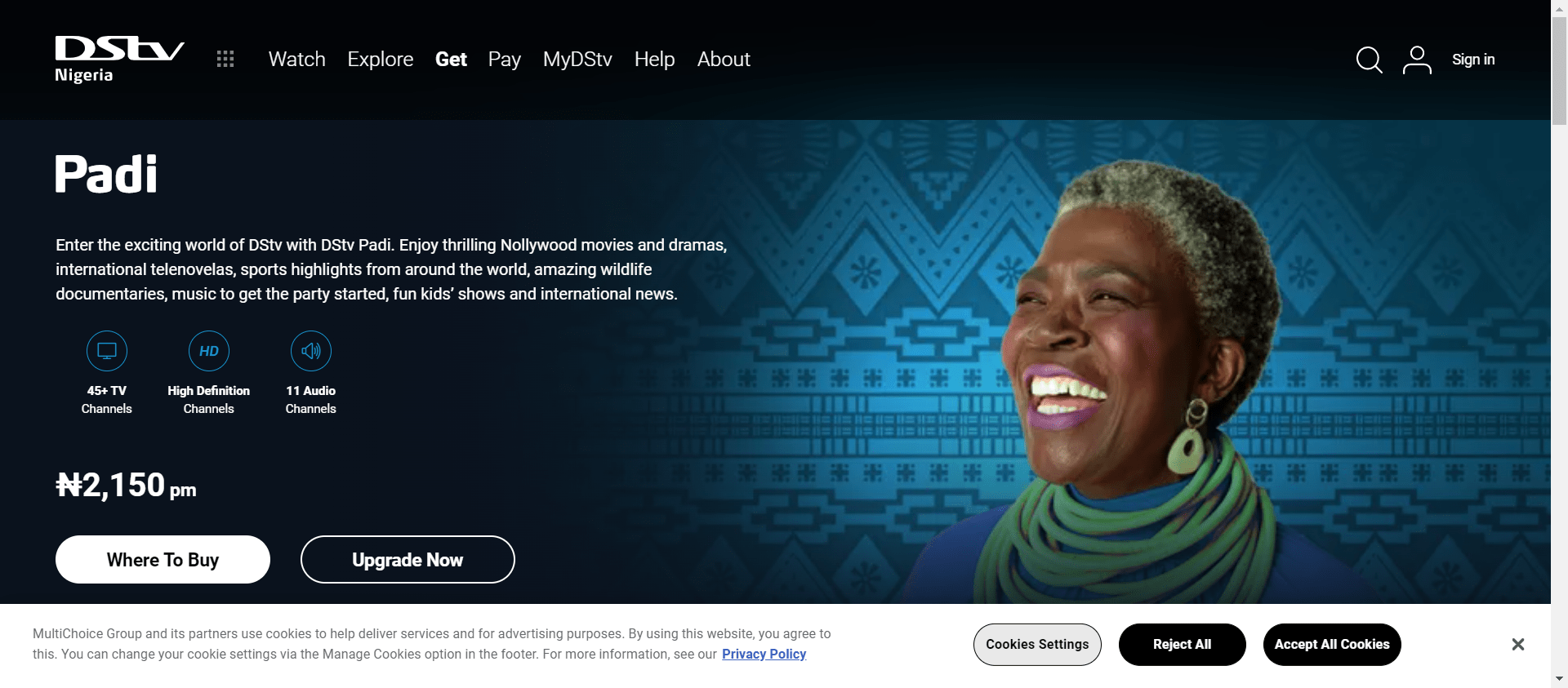 DSTV Padi Channels List